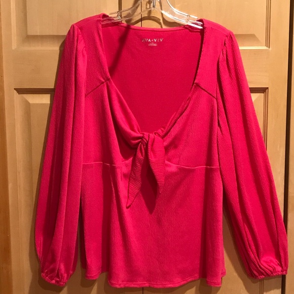 Ava & Viv Tops - Ava & Viv Bold Red Tie-Front Blouse